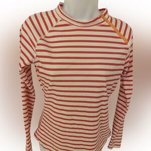 Cabana Life Red and White Rashquard - S white red striped , nylon spandex